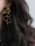 Wjczt 2024 New Vintage Snake Shape Flower Shape Earrings Accessories