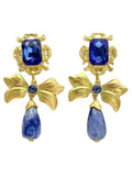Wjczt 2024 New Bow Knot Rhinestone Handmade Blue Glass Earrings