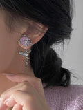 Wjczt 2024 New LOVE&ROSE Original Purple Rose Earrings