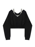 Wjczt - Woman Sweatshirt Hoodies Fashion Female Chic Loose Casual Streetwear Patchwork Ins Street Y2K Fake Two Pieces Hoodies Crop Top