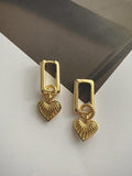 Wjczt 2024 New Heart Shaped Textured Carved Long Earrings