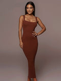 Wjczt Ribbed Knitted Women'S Solid Sleeveless Tank Midi Dress Bodycon Sexy Streetwear Casual Party Club Summer Wholesale
