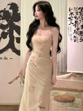 Wjczt Sexy Bodycon Printed Mesh Long Dresses for Women Backless 2024 Summer New Korean Elegant Fashion Evening Party Female Vestidos