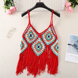 Wjczt New Hollow Vest for Women Boho Tanktop Bohemian Crop Tops National Style Camisole Lady Free Shipping