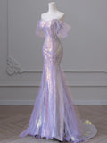 Wjczt Sleeveless 2024 New Luxury Evening Dress  Off The Shoulder Sequined Banquet Mermaid Prom Dress Lace Up Vestido De Novia