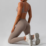 Wjczt 1/2Pcs Pad Deep V Sport Bra Yoga Set Women Workout Pant Gym Shorts Fitness Female High Waist Scrunch Leggings Active Wear Suits