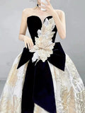 Wjczt Sweetheart Cocktail Dresses Pleated A-line Sleeveless Black Velvet Bow Host Ribbon Flower Elegant Formal Occaison Party Gown