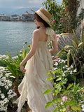 Wjczt France Fashion Irregular Beach Strap Dress Female Elegant Chiffon Fairy Party Vestidos Korea Summer Casual Clothing