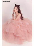 Wjczt Fairy Prom Dresses Sweetheart Sleeveless Cake Tiered Ruffle Quinceanera Pink Corset Lace-up Birthday Wedding Evening Gowns New
