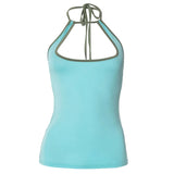 Wjczt Summer Bandage Sexy Tank Tops Women Sleeveless Hollow Out Halter Tank Bodycon Streetwear Casual Backless Fashion Camisole Female