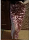 Wjczt Women Skirt Harajuku leopard flower printed package hip tall waist elastic Summer style mild calf a-line skirts Women XSK8110