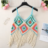 Wjczt New Hollow Vest for Women Boho Tanktop Bohemian Crop Tops National Style Camisole Lady Free Shipping