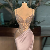 Wjczt Vintage Women's Mermaid Evening Dresses Elegant Italian Noodle Shoulder Strap Princess Formal Prom Gowns Party 2024 فساتين سهرة