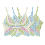 Wjczt Womens Hollow Out Knitted Tanks Top Butterflies Knitted Crochet Vest Tops Bohemian Camisole Beachwear Summer Crop Tops