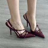 Wjczt Women Rome High Heels Sandals Sexy Pointed Toe Slippers Summer 2024 Outdoor Flip Flops Dress Elegant Shoes Pumps Mujer Slides