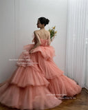 Wjczt Tulle Elegant Wedding Dresses Sleeveless For Korean Bridal Gowns Formal Photo Shoot Tiered Princess Party Dresses 2024