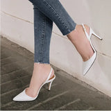 Wjczt 6cm New Fashion Sandals Pointed Toe High Heels Ankle Wrap White Ladies Dress Women Shoes 40 41