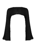 Wjczt Women Y2k Crochet Knit Hollow Out Crop Top Long Flared Sleeve Shrug Sweater Mesh Cover Ups Cardigan Streetwear