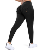 Wjczt Scrunch Butt Leggings with Pockets Women High Waist Workout Yoga Pants Ruched Booty Tights Gym Jogging Fitness Clothing Female