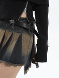 Wjczt - Sexy Y2k Skirt Women Denim Distressed Irregular Pleated Mini Skirts Korean Fashion Streetwear Hot Girl Vintage Outfits