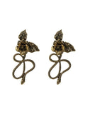 Wjczt 2024 New Vintage Snake Shape Flower Shape Earrings Accessories