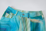 Wjczt Tie Dye Print Women High Waist Wide Leg Jeans Loose Casual Streetwear 2022 Summer Trousers Bottoms Pants Vintage Y2K