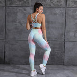 Wjczt Leggins Sport Fitness Tie Dye Print Leggings High Waist Sports Women Push Up Workout Butt Leggings