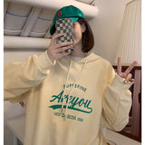 Wjczt Letter Printing Yellow Sweatshirt Women Hoodie Autumn TOPs Streetwear Harajuku Baggy Fashion Thickened Clothes Cotton Pullover