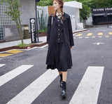 Wjczt Preppy Style Trench Women Black Gothic Vintage Ulzzang All-match Fashion Loose Windbreaker Autumn Outwear Long Sleeve Casual Ins