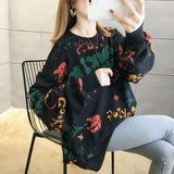 Wjczt O-neck Hooded Jacket Loose Long Women Pullovers Slim Autumn Korean Chic New M-XXL Size Femme Hoodie Sweatshirts Print