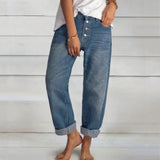 Wjczt Women's Jeans High Waist Mom Wide Leg Pants New fashion vintage Blue Straight Pants Oversize Overalls Loose Ladies Pants