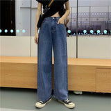 Wjczt Women Pant Woman Jeans High Waist Denim Pants Wide Leg Denim Clothing Blue Jeans Vintage Quality Fashion Straight Pants