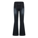 Wjczt Flare Jeans Women's Low Waist Trousers Vintage Aesthetic Denim Pants Streetwear Mom Casual Korean Fashion Cyber Y2k Grunge Jeans