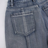 Wjczt Vintage Jeans Low Waisted Pockets Trousers Baggy Casual Fashion Denim Cargo Pants Women Straight Hot Korean Jeans 90s