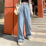 Wjczt Women Pant Woman Jeans High Waist Denim Pants Wide Leg Denim Clothing Blue Jeans Vintage Quality  Fashion Straight Pants