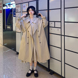 Wjczt Trench Women Leisure Loose All-match Y2K Youth Fashion Windbreak Solid Outwear Clothes Elegant British Classical Double Breasted