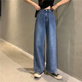 Wjczt Women Pant Woman Jeans High Waist Denim Pants Wide Leg Denim Clothing Blue Jeans Vintage Quality Fashion Straight Pants