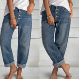 Wjczt Women's Jeans High Waist 2021 Loose Fashion Wide Leg Pants XL Fashion Slender Pants Women's Rising Retreat Street Pants Cotton