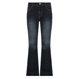 Wjczt Flare Jeans Women's Low Waist Trousers Vintage Aesthetic Denim Pants Streetwear Mom Casual Korean Fashion Cyber Y2k Grunge Jeans