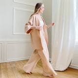Wjczt Kimono Pajamas New 100% Cotton Crepe Long-Sleeved Trousers Ladies Sleepwear Suit Women's Home Service Mujer