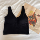 Wjczt Woman Knitted Tank Top Women Strap Vest Sexy Female Knitting Crop Top Dropshipping