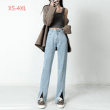 Wjczt Elastic Denim Pants Woman High Waist Vintage Blue Split Jeans Woman Korean Streetwear Bell Bottom Jeans Female Clothing