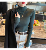 Wjczt Fashion Simple Women Turtleneck Sweater Winter Fashion Pullover Elastic Knit Ladies Jumper Casual Solid Clothes Female Basic Top