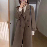Wjczt Thickened Black Woolen Coat (female) New Korean Long Japanese Woolen Coat In Autumn and Winter Womens Winter Clothing