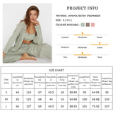 Wjczt Knitted Women's Nightwear 3 Piece Sets Casual Long Sleeve Pajamas Female Spaghetti Strap Crop Top Summer Trouser Suits