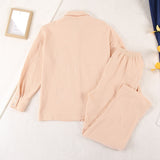 Wjczt Casual Cotton Pajamas For Women Loose Sleepwear Drop Sleeves Home Suit Turn Down Collar Trouser Suits Set Woman 2 Pieces