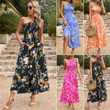Wjczt Summer Temperament Elegant Shoulder Shoulder Floral Print Long Dress Women Clothing New Arrivals Woman Trendy Boho Dresses