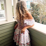 Wjczt Boho Inspired mixed floral prints ruffled party dress puff sleeve square neck smocked sexy laides dress mini chic summer dress