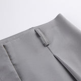 Wjczt Classic Grey Pleated Pants Woman 2022 Vintage Outfit Autumn Baggy Pants Office Trousers Pocket Wide Leg Pants Ladies