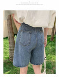 Wjczt Fashion Summer Half Women Denim Shorts High Waist Belted Loose Female Short Jeans  Streetwear